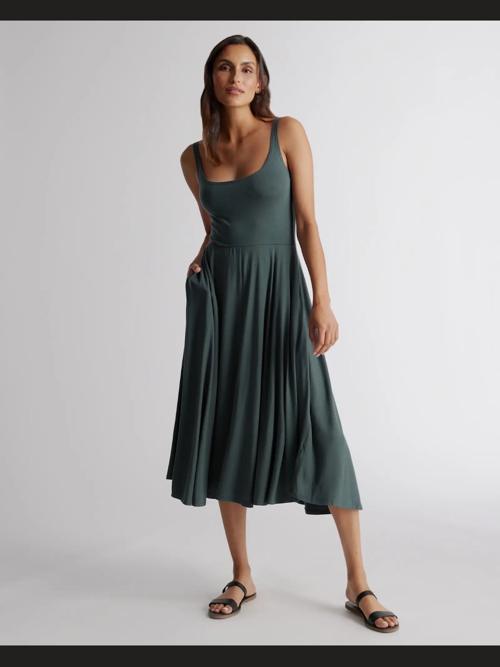 Quince tensely fit and flare jersey dress
